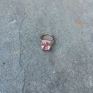 Rose Gold Peach/Pink Stone & CZ (looks like Morganite) Ring